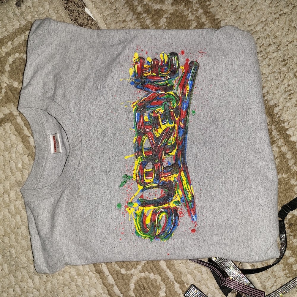 Paint splatter graffiti supreme logo T-shirt